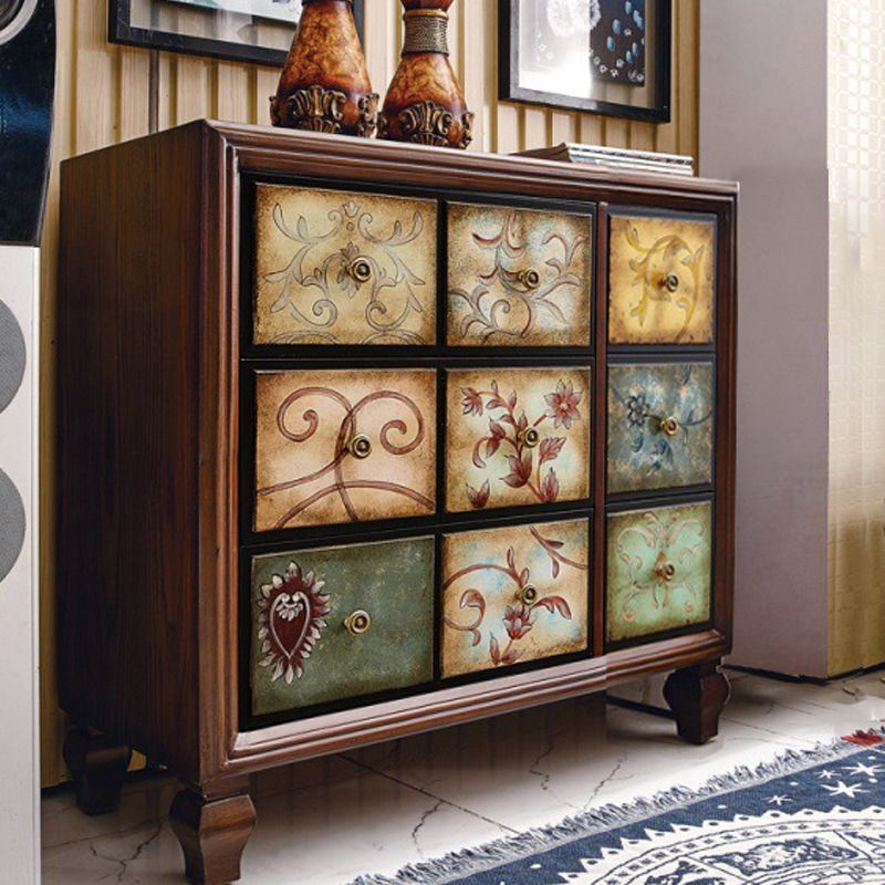 Traditional Storage Chest Dresser Bedroom Wooden Storage Chest in White and Brown