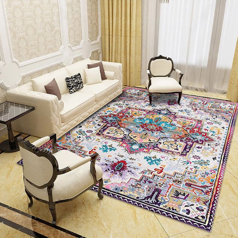 Moroccan Tile Indoor Rug Polyester Carpet Stain Resistant Area Carpet for Home Decoration