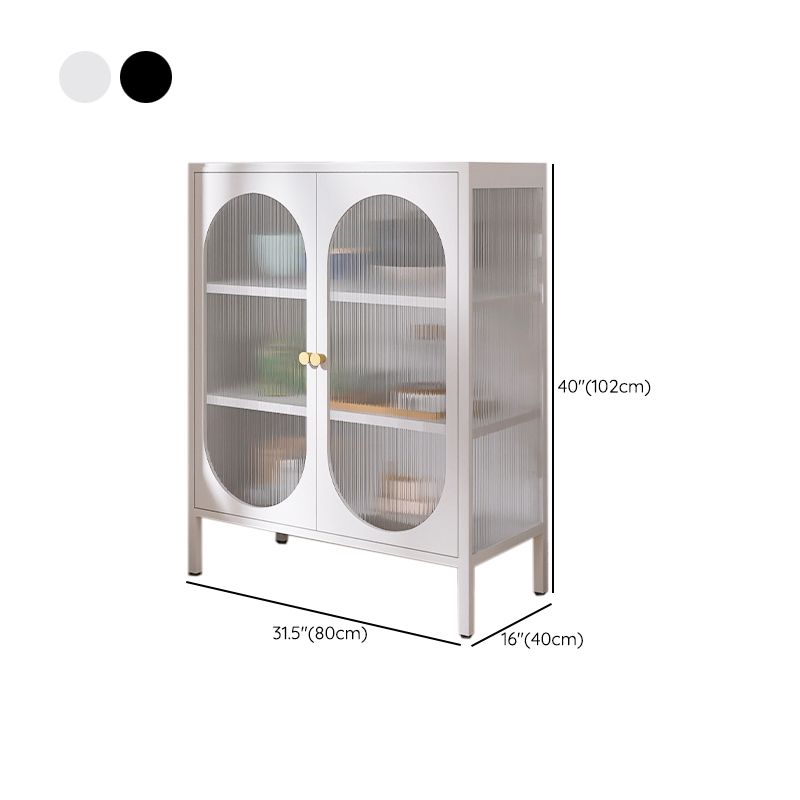 Contemporary Metal China Cabinet Glass Doors Hutch Cabinet for Living Room