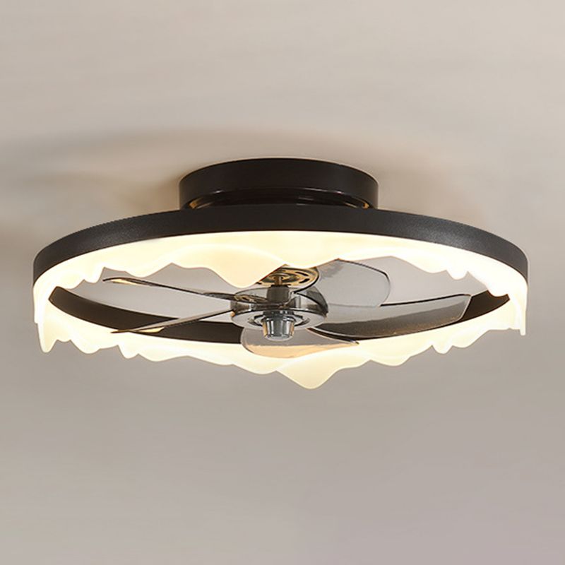 Modernism 5-Blade Ceiling Fan White/Black LED Fan with Light for Foyer