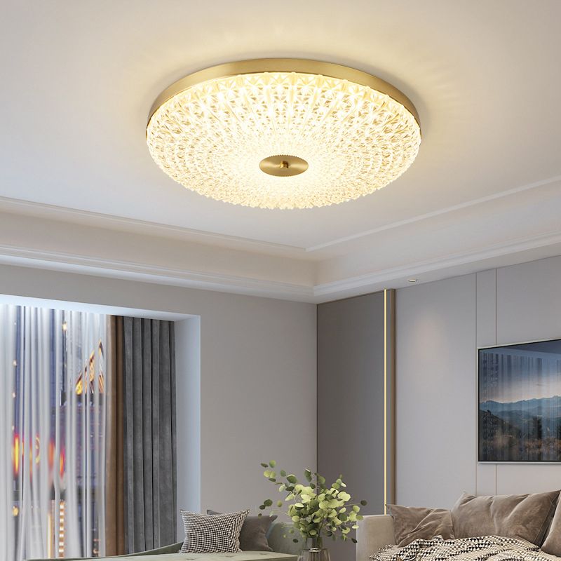 1-Light Drum Flush Mount Lighting Modern Acrylic Ceiling Lighting