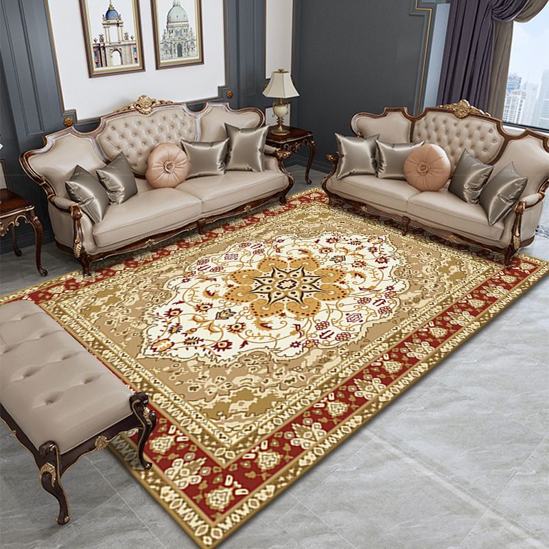 Shabby Chic Living Room Rug Tribal Print Area Rug Polyester Non-Slip Backing Area Carpet