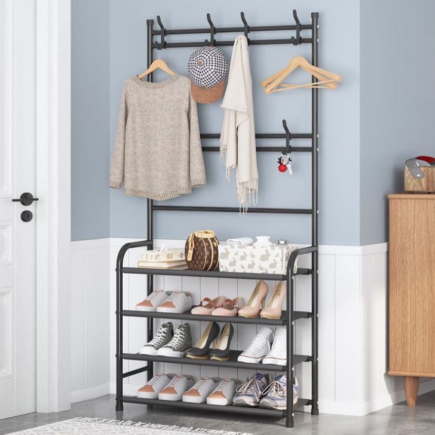 Modern Style Metallic Coat Rack Free Standing Multi-layer Shelve Design Coat Rack