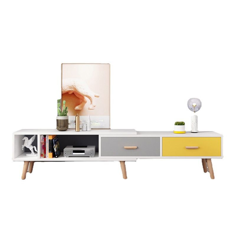 12" - Wide Wood TV Stand , Sliding Nordic TV Console with 2 / 3 / 4 Drawers