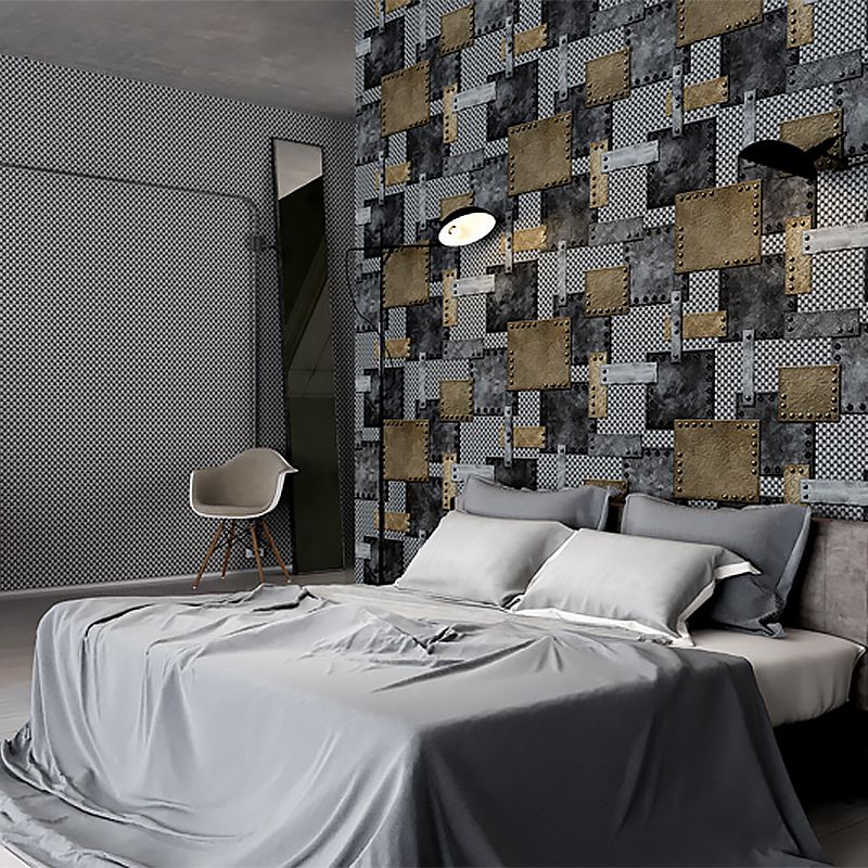 Vinyl 33'L x 20.5"W Nordic Wallpaper Traditional Non-Pasted 3D Rivets and Patches Wallpaper