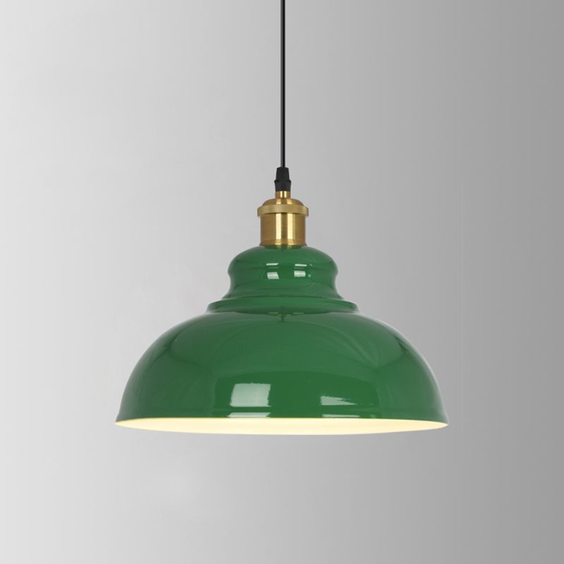 1-Light Industrial Pendant Lighting Fixtures Green Wrought Iron Ceiling Pendant