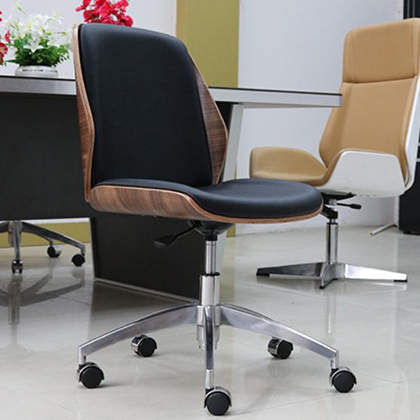 Armless Conference Chair with Chrome Frame Modern Leather Office Chair