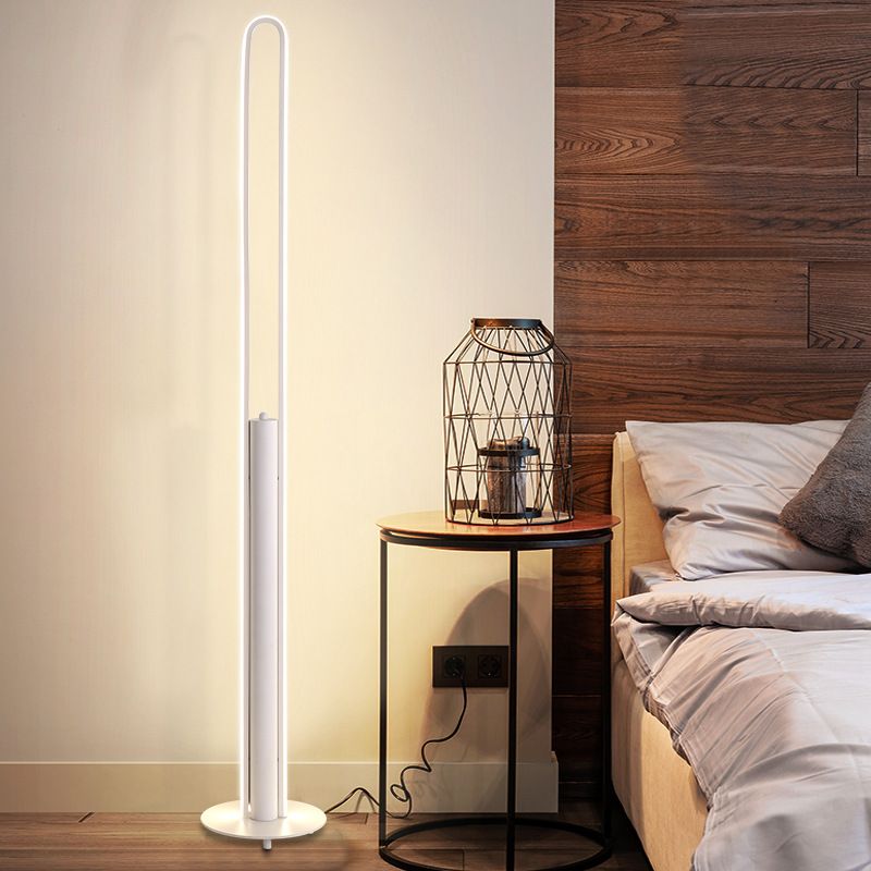 Acrylic Tubular Reading Floor Lighting Minimalist Black/White/Gold LED Standing Lamp in Warm/White Light