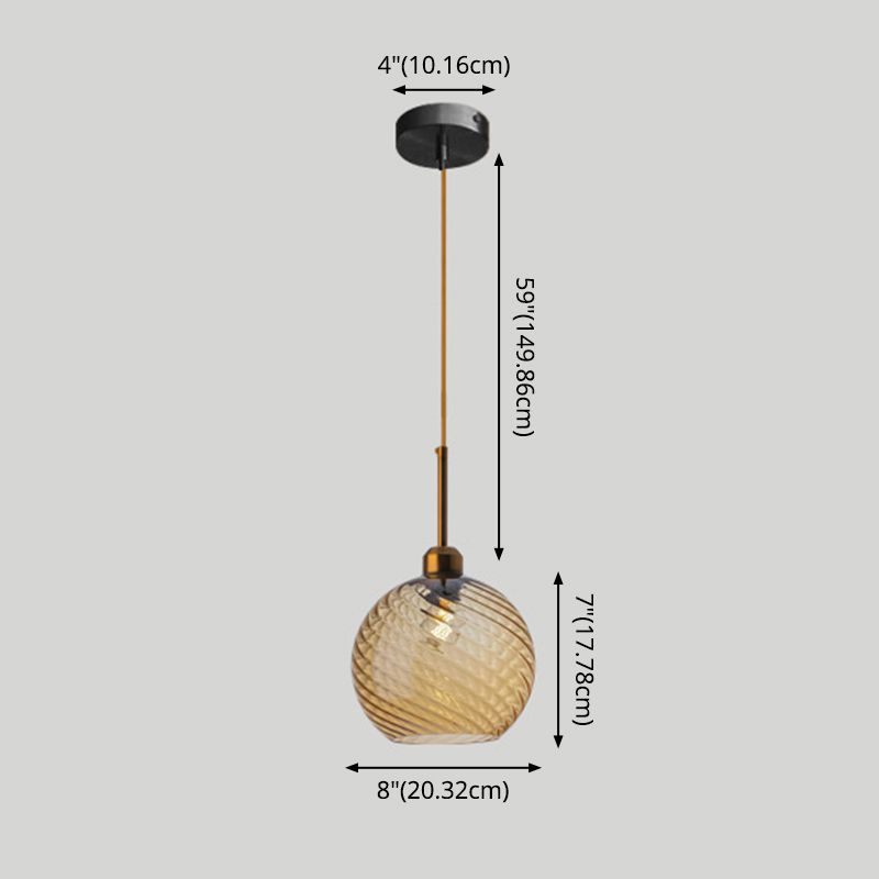 Twisted Glass Round Hanging Lamp Loft Style 1 Bulb Dining Room Ceiling Light Fixture