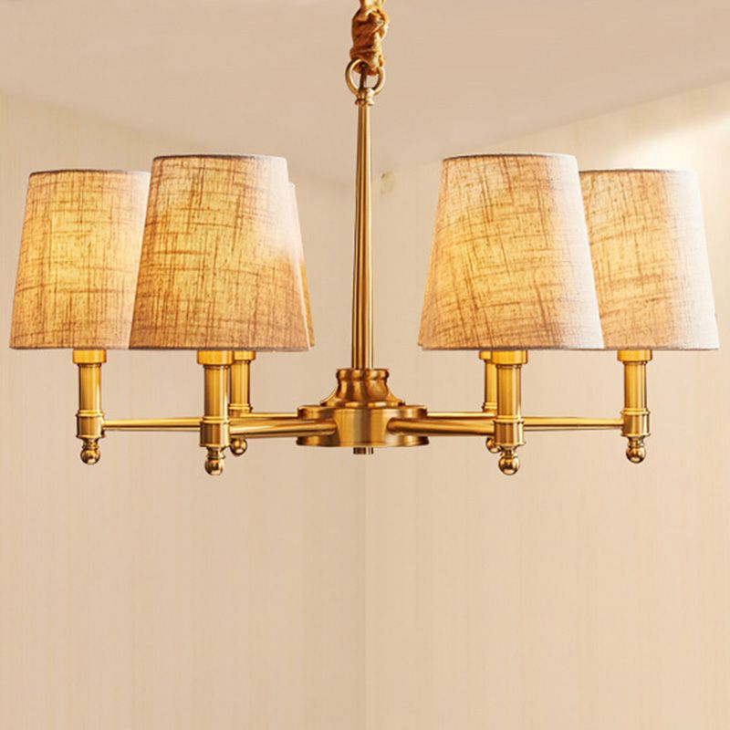 Empire Shade Chandelier Light Simplicité Tissu Livrage Pendre Light Aymat en or