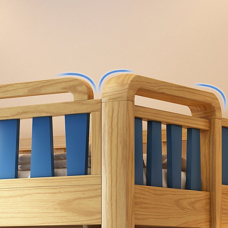 Scandinavian Natural Bunk Bed in Solid Wood with Guardrail Standard Bunk Bed