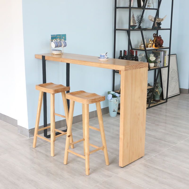 Rectangle Pine Wood Counter Table Contemporary Bar Table for Dining Room