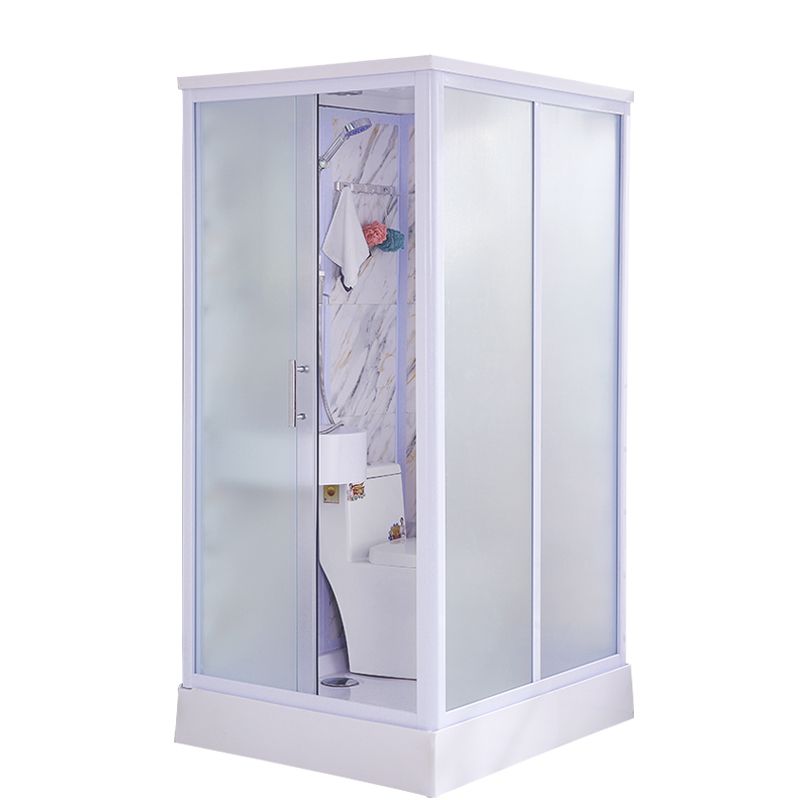 Contemporary Frosted Shower Stall Framed Single Sliding Shower Stall