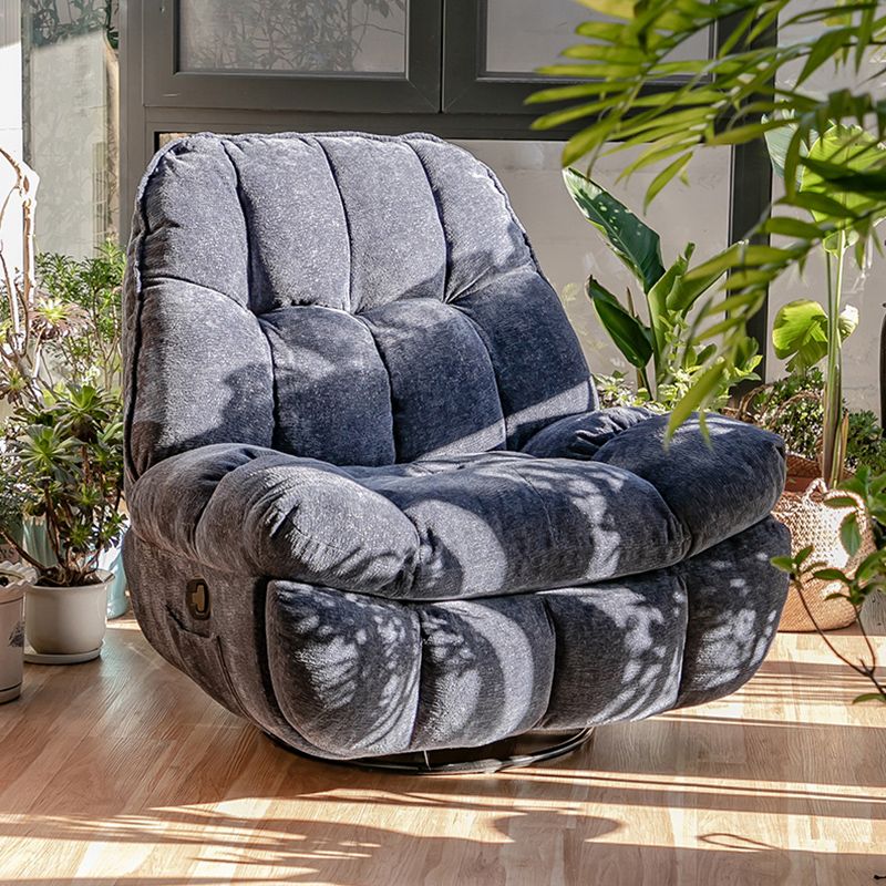 Contemporary Chenille Tufted Back Standard Recliner with Storage