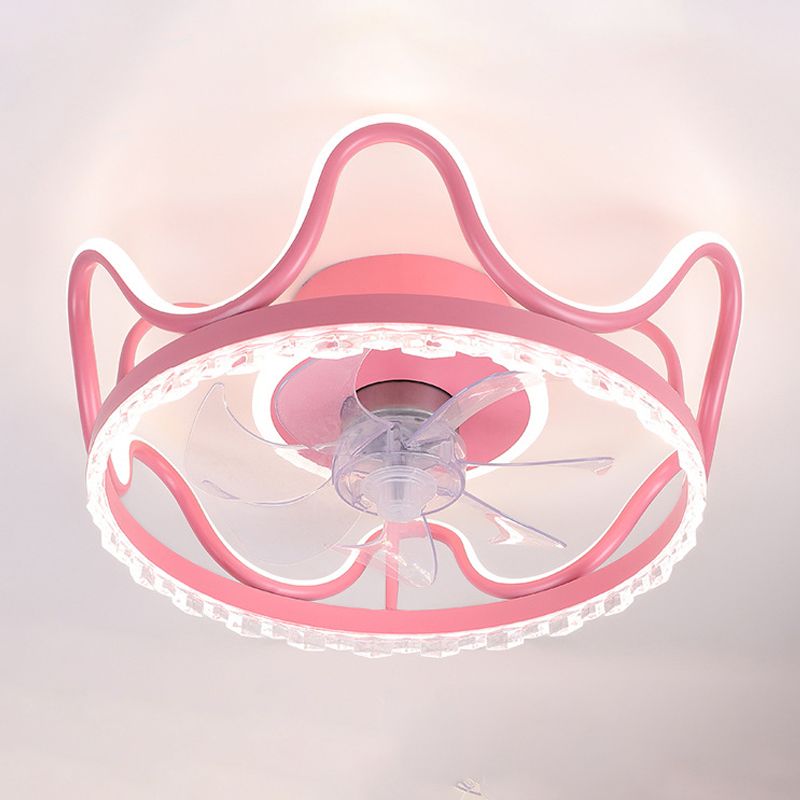 7-Blade Children Ceiling Fan LED Polish Finish Fan with Light for Home