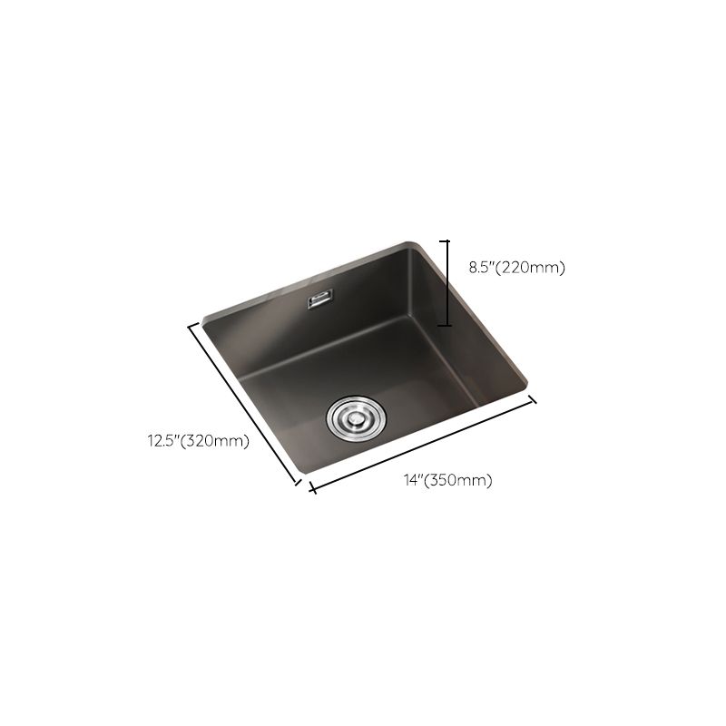 Square Granite Kitchen Sink Single Bowl Sink with Drain Strainer Kit