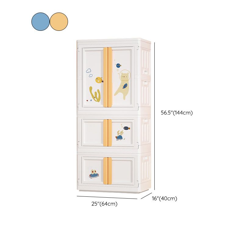 Modern Style Plastic Kids Closet Door Included Youth Armoire with Cloth Rod