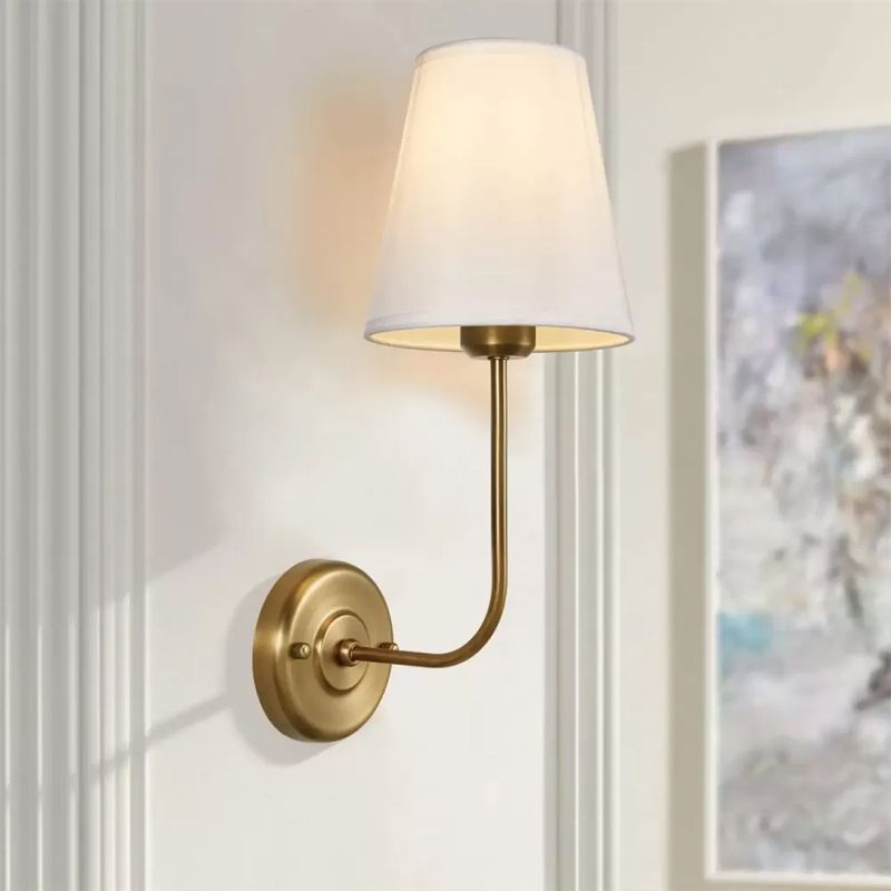 Modern Metal Wall Sconce Cone Shape Vanity Lamp with Fabric Shade