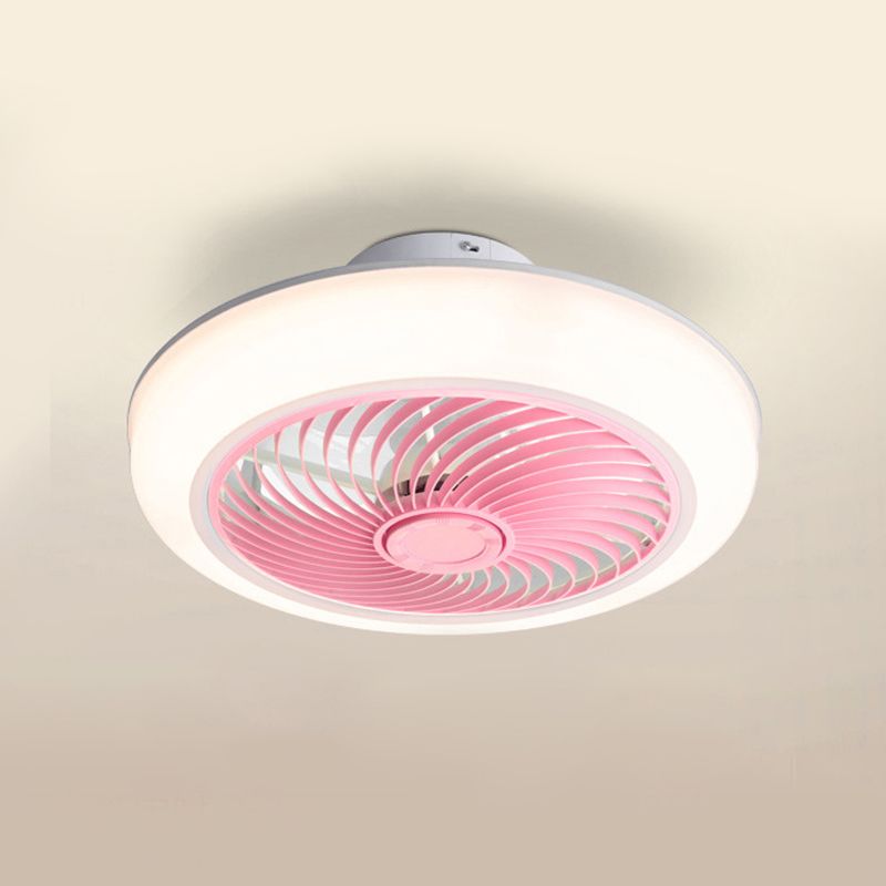 Round Fan Flush Mount Light Modern Acrylic Bedroom LED Wind Machine Semi Flush Light