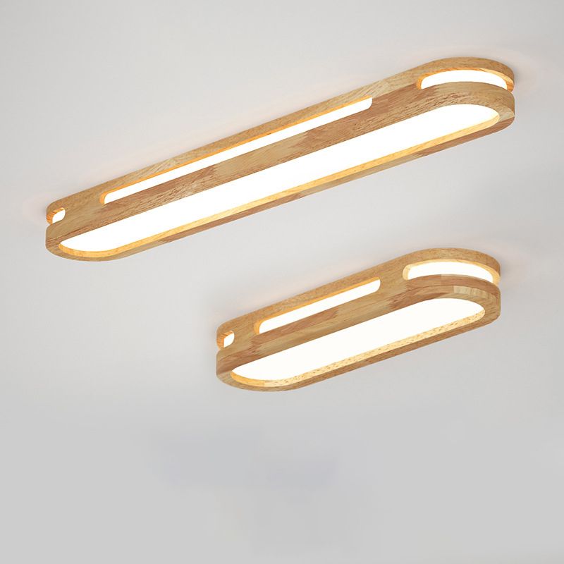 Wooden Geometric Ceiling Light in Modern Style Acrylic LED Flush Mount for Corridor