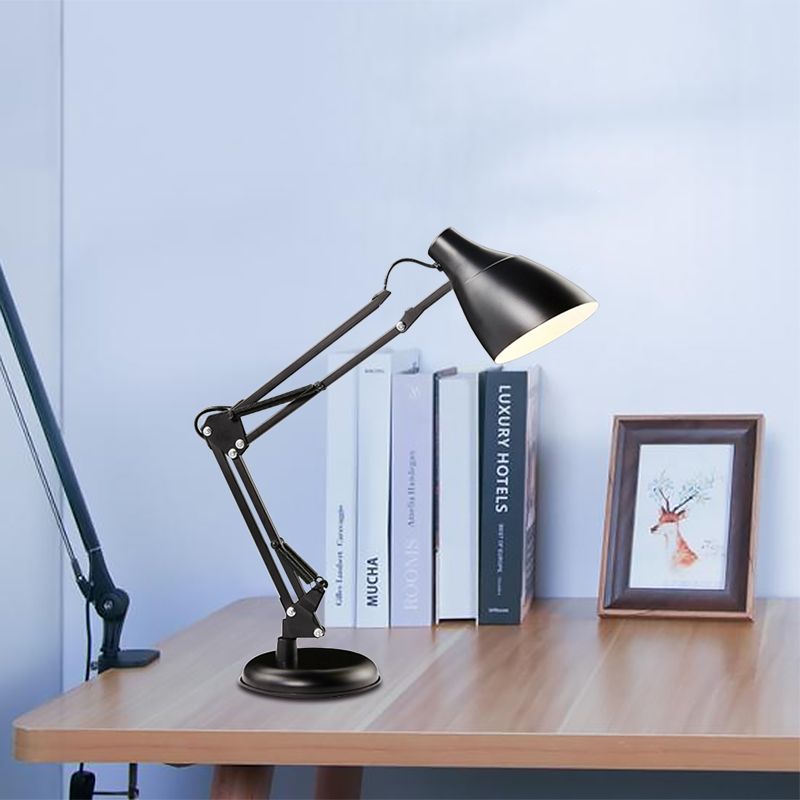 Black/White Multi-Joint Task Desk Lamp with Cone Shade Modern Style 1 Light Metallic Task Lighting for Study Room