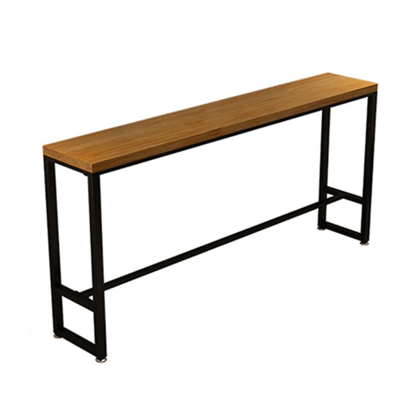 Pine Wood Bar Dining Table Industrial Rectangle Bar Table with Trestle Base for Balcony