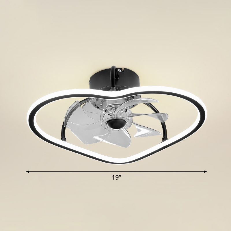 Remote Control Ring Shaped Acrylic Fan Light Minimalist 7-Blade LED Semi Flush Ceiling Light