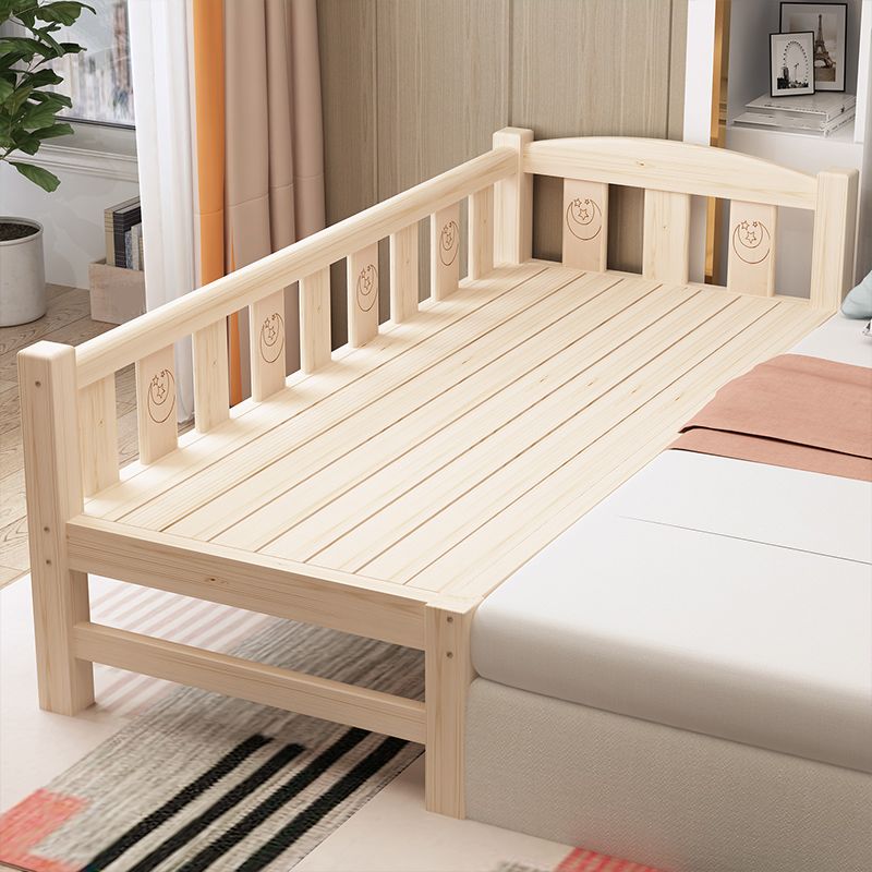 Modern Nursery Crib with Guardrail Washed Natural Wood with Mattress Nursery Bed