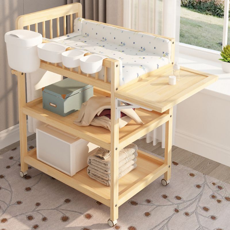 Pine Flat Top Changing Table with Changing Pad 2-in-1 Shelf Baby Changing Table