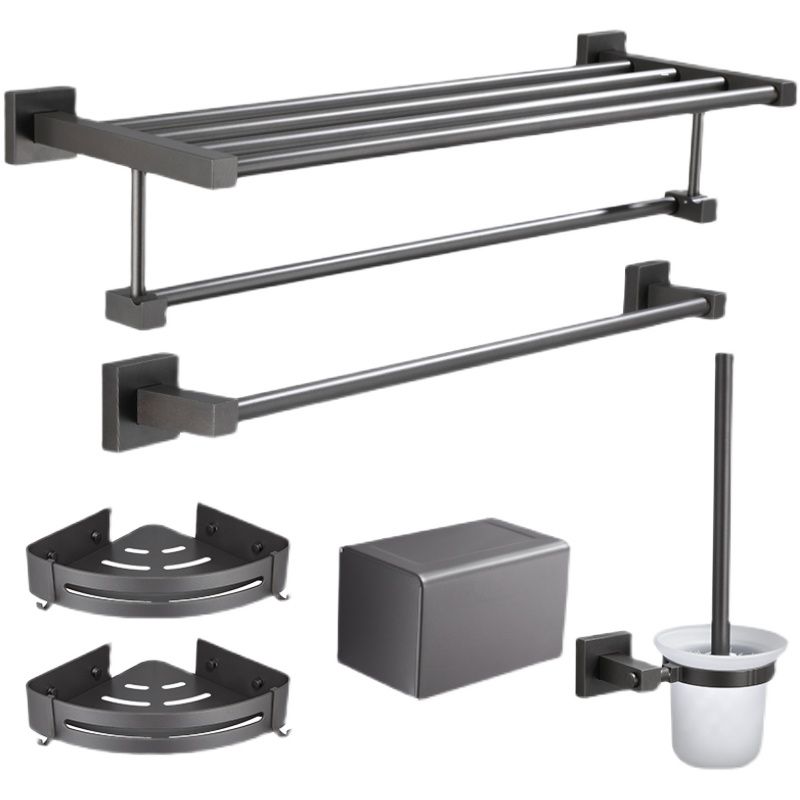 Contemporary Bathroom Accessory As Individual Or As a Set in Grey Metal