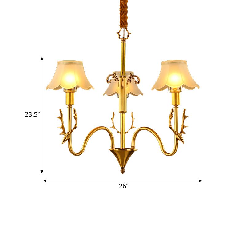 Mit überbrochener Esszimmer hängende Lampe Kolonialfrierglas 3/5/6 Lichter Gold Finish Kronleuchter Leuchte