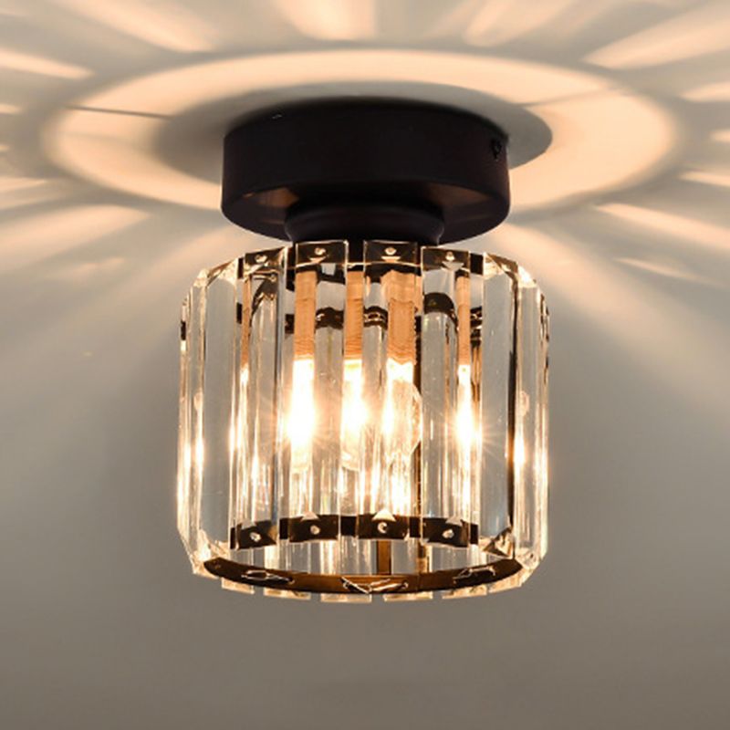 Crystal Geometric Flush Mount Ceiling Light Simplicity 1 Light Flush Light in Clear