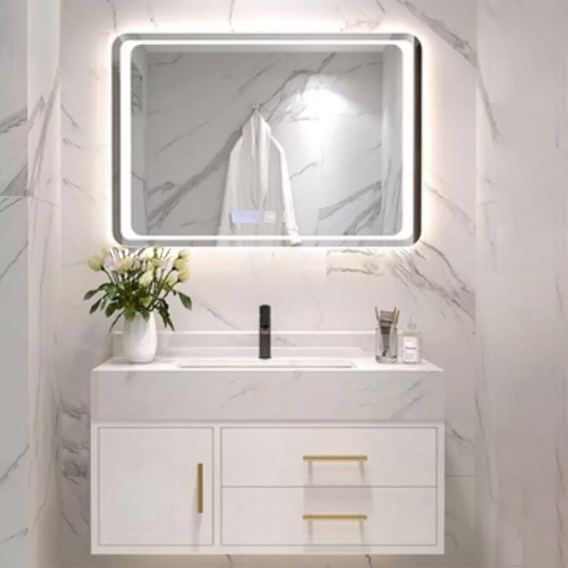 Bathroom Vanity Set Single-Sink Wall-Mounted Mirror Included Drawers Bathroom Vanity