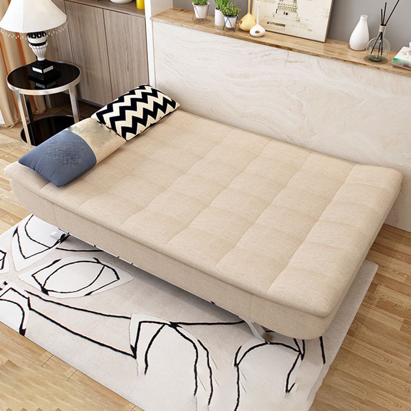 Contemporary Armless Sofa Foldable Couch with Tufted Back for Living Room