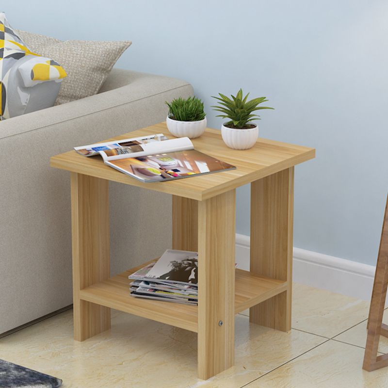 Contemporary Wooden Side Table One Shelf End Table With Four Legs