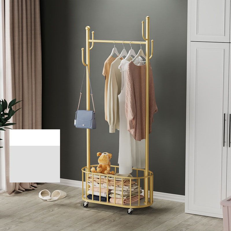 Gorgeous Clothes Hanger Basket Storage Free Standing Metal Coat Rack for Living Room