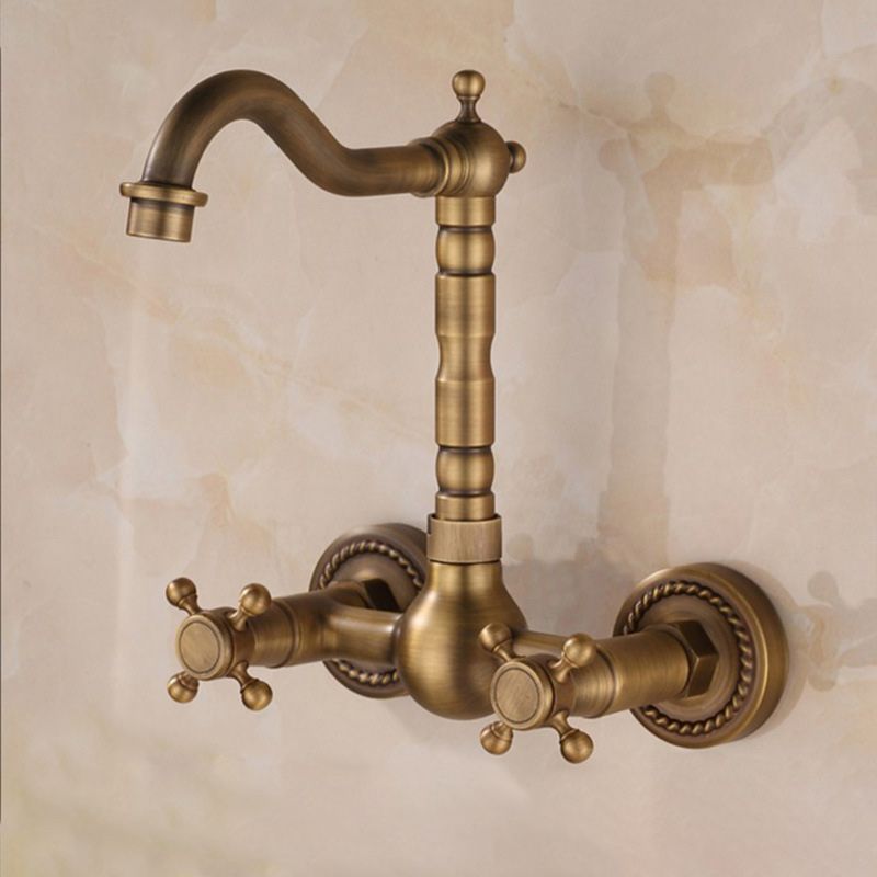 Wall Mounted Faucet Glam Style Bathroom Faucet with 2 Handles