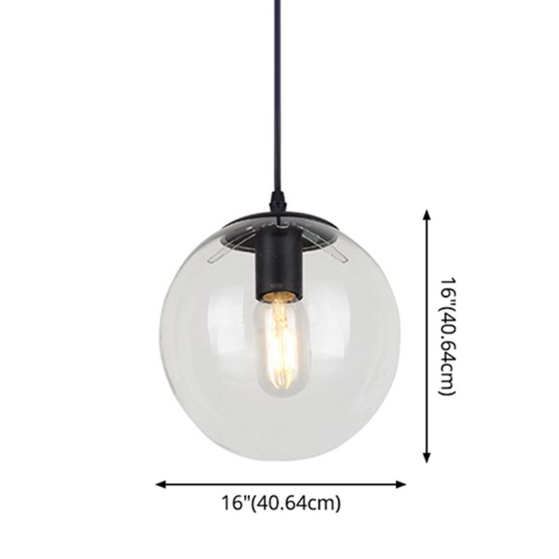 1 Light Globe Light Pendant Nordic Industrial Style Glass Hanging Lights for Restaurant