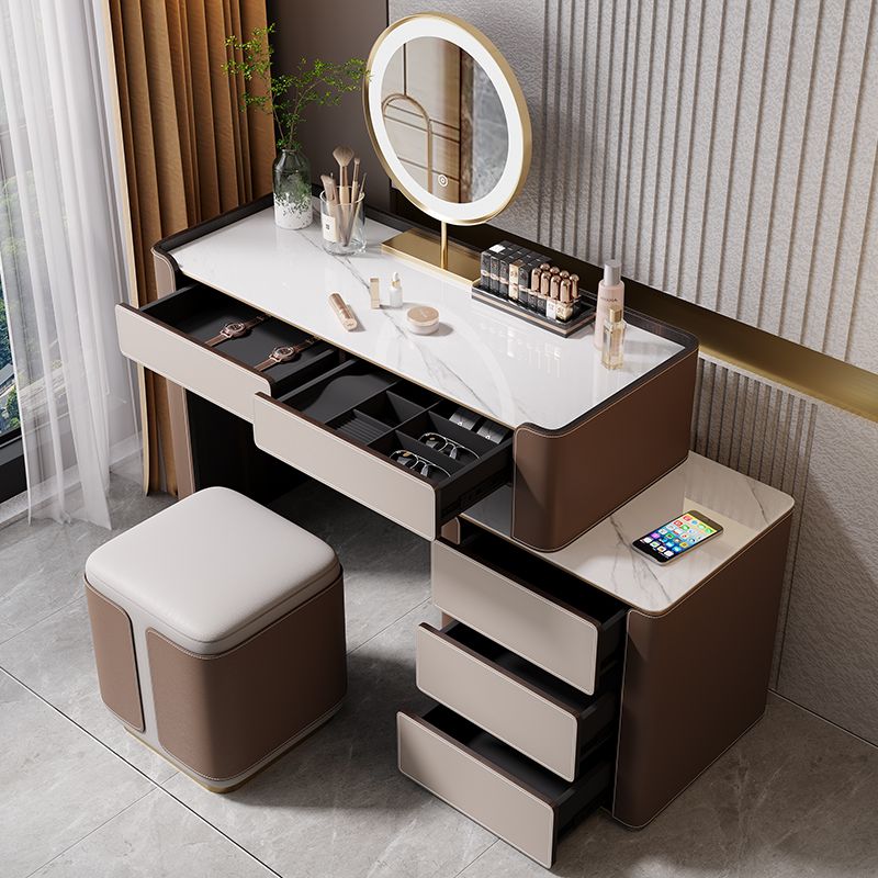 With Drawer Modern Lighted Mirror Bedroom Brown Dressing Table