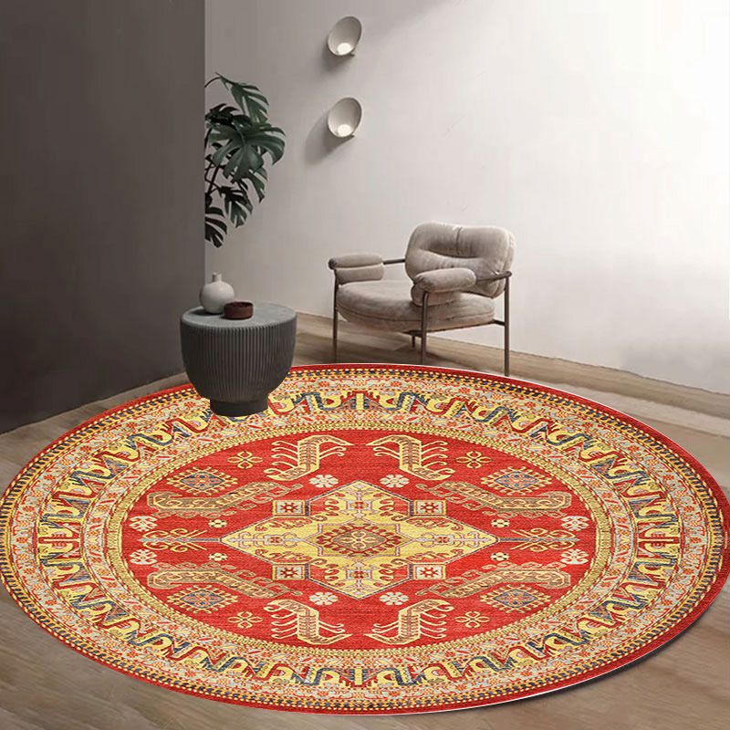 Tapis rond antique rétro à imprimé floral tapis intérieur Polyester tapis de support sans glissement pour salon