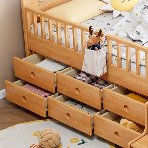 Light Brone Contemporary Nursery Bed with Guardrails in Solid Wood