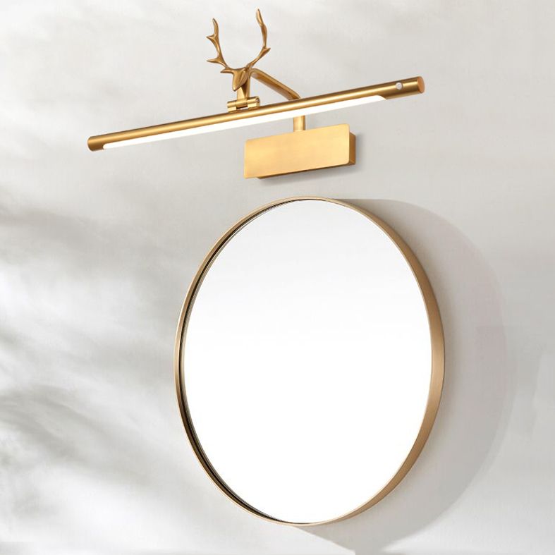 Modern Minimalist Style Cylinder Wall Mounted Light Fixture Copper Flush Mount Wall Sconce with Antlers for Bathroom