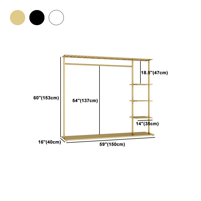 Modern Metal Hall Stand Hanging Rail and 3 Storage Shelving Entry Hall Tree