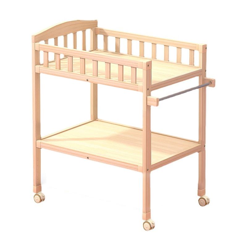 Pine Wooden Baby Changing Table with Storage Shelf Flat Top Changing Table with Pad