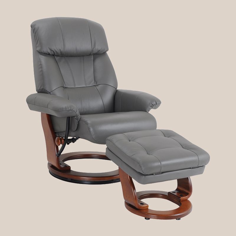 Modern Leather Standard Recliner Position Lock Recliner with Ottoman