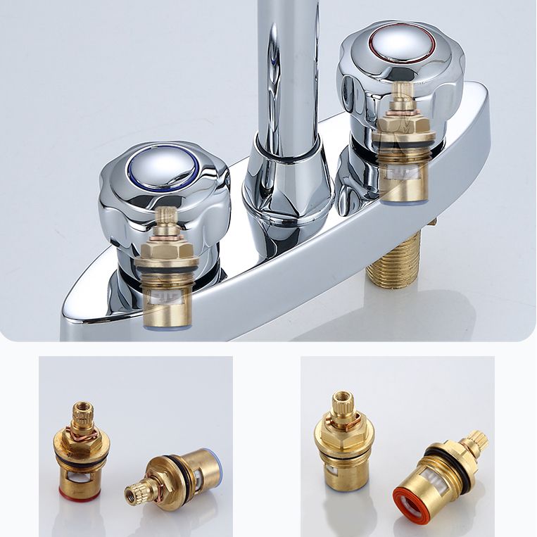 High-Arc Swivel Faucet Two Handles Brass Vessel Faucet for Bathroom