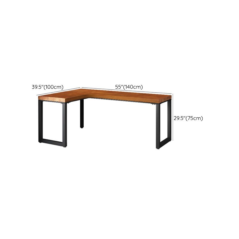 Solid Wood Office Desk 29.5" High L-Shape Writing Desk for Home