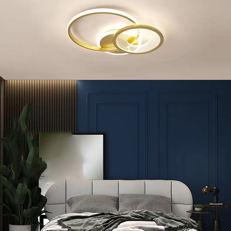 Polished Gold 3 - Light Flush Mount Light Metal Contemporary LED Ceiling Flush