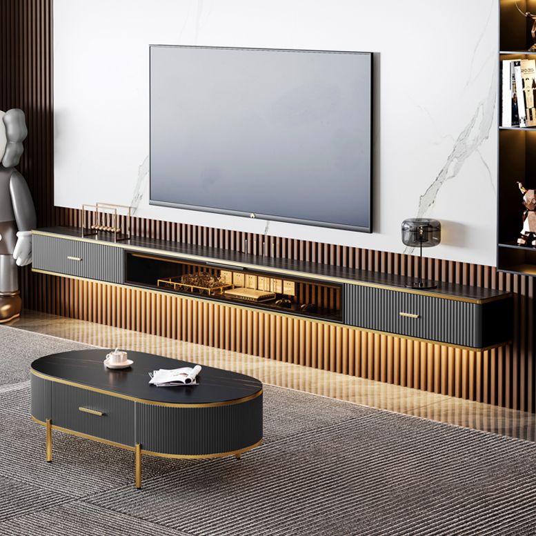 Glam Stone Wall-mounted TV Stand 2 Drawers and 1-Door TV Cabinet