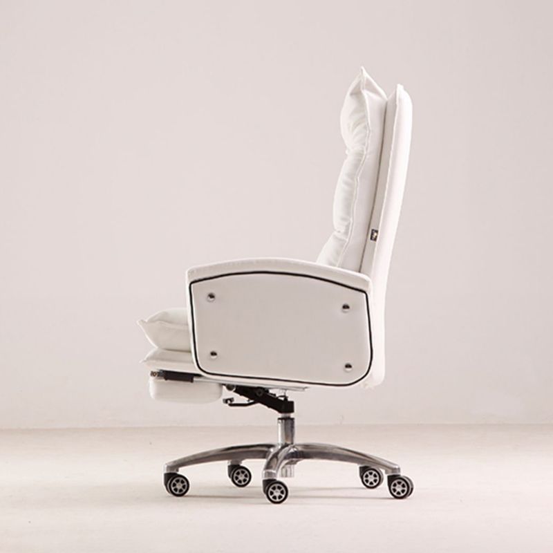 Modern Upholstered Task Chair Faux Leather Arm Chair with Wheels